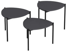 Masuta de cafea set (3 bucăți) Lenny - Anthracite