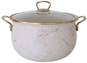 Oala Goldmann GM 8017-22B, 5 L, 22x14 cm, Email, Acoperire antiadrenta, Inductie, Auriu/Marmură