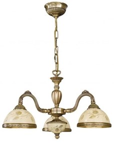 Candelabru cu 3 brate din alama cu sticla decorata design italian 6208