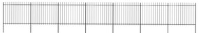 Gard de gradina cu varf sulita, negru, 11,9 x 1,5 m, otel 1, 1.5 m, 11.9 m