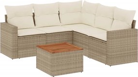 vidaXL Set canapele de grădină cu perne, 6 piese, bej, poliratan