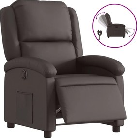 vidaXL Fotoliu rabatabil electric, maro închis, piele naturală