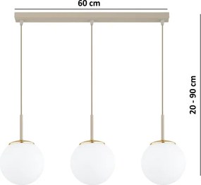 Brilagi - Lustră pe cablu MILO 3xE27/60W/230V bej/auriu