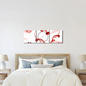 Tablou cu inima din fum (cu ceas) (90x30 cm)