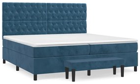 3138047 vidaXL Pat box spring cu saltea, albastru închis, 200x200 cm, catifea