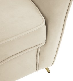 Canapea cu 3 locuri de design, ţesătură Velvet bejgold crom auriu, EZIO TYP 3