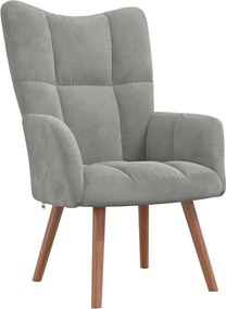 vidaXL Scaun de relaxare, gri deschis, catifea