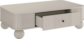 Măsuță de cafea Vesper 103x60 cm cu sertar - cashmir / mânere negre / picioare sferice