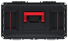 Cutie pentru scule cu încuietori metalice 58,5 x 36 x 33,7 cm, depozit + compartimente, negru