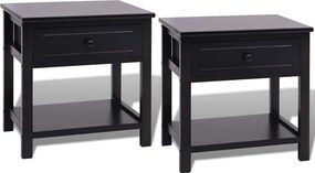 vidaXL Noptiere din lemn, negru, 2 buc.