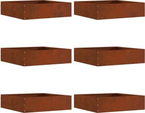 vidaXL Margine pentru gazon 6 pcs Ruginit 50 x 50 x 13 cm