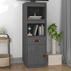 820154 vidaXL Dulap înalt, gri, 34x40x108,5 cm, lemn masiv de pin