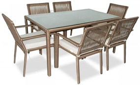 Set Mobilier Grădină, Aluminiu, Leros 150, 7 Piese, Maro Inchis