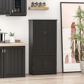 HOMCOM Buffet de bucătărie, armoarie de bucătărie contemporană, multi-spații de depozitare, 2 dulapuri, 3 rafturi, MDF, panouri de particule, negru | Aosom Romania