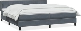 vidaXL Pat box spring cu saltea, gri închis, 180x210 cm, catifea