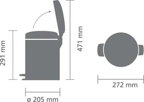 Resigilat: Cos de gunoi cu pedala Brabantia NewIcon 649010, 5 L, Inchidere lina, Baza anti-derapanta, Inox