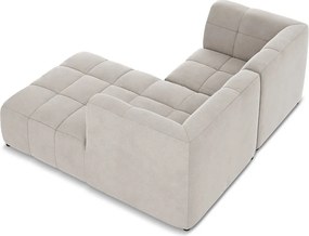 Colțar bej cu tapițerie din catifea (cu colț pe partea dreaptă/cu șezlong) Aloha – Makamii