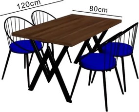Set Masa Bucatarie cu 4 Scaune , negru,120x80x75 cm, 30410SET
