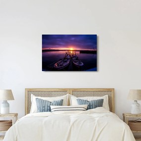 Tablou cu barci pescărești în port (90x60 cm)