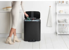 Cos de gunoi Brabantia Bo Pedal 1003191, 2x30 L, Inchidere lina, Baza antiderapanta, Negru