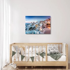 Tablou pe sticlă - Amurg în Santorini (70x50 cm)