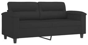 349224 vidaXL Canapea cu 2 locuri, negru, 140 cm, țesătură microfibră