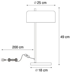 Lampă de masă retro neagră cu interior auriu - Jinte