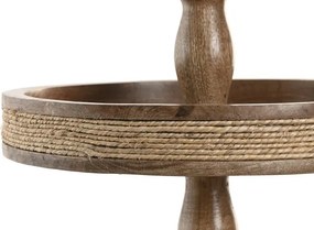 Etajeră decorativă 3 niveluri Cottage maro din lemn de mango cu structură din frânghie, "Rovena"