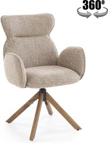 Scaun K585, bej inchis/nuc, stofa clasica/lemn, 63x64x93 cm