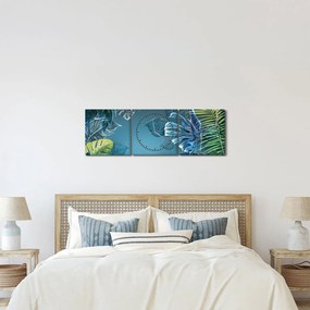 Tablou - Frunzele plantelor tropicale (cu ceas) (90x30 cm)