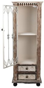 Vitrina bej, din lemn, aspect vintage, Elegance