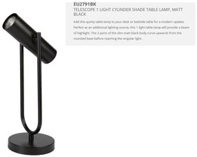 Lampa de masa minimalista design modern Telescope Black EU2791BK SRT