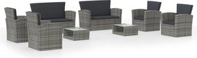 vidaXL Set mobilier de grădină cu perne, 8 piese, gri, poliratan