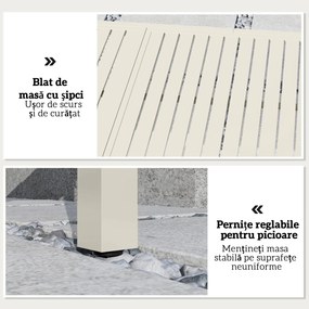Outsunny Masă de Grădină Extensibilă pentru 6-8 Persoane, din Aluminiu cu Blat cu Lamele, Alb | Aosom Romania