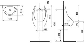 Pisoar cu senzor JIKA H8411010004871 DOMINO 24V admisie posterioară, evacuare posterioară