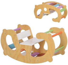 AIYAPLAY Joc pentru Copii 2 în 1 Rampă Montessori și Scaun Balansoar pentru Uz Interior, 91x41x48 cm, Multicolor | Aosom Romania