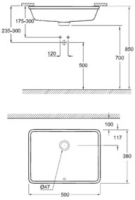 GROHE 3948000H - Lavoar CUBE CERAMIC 492 × 370 mm ceramică/alb