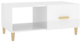 812660 vidaXL Măsuță de cafea, alb extralucios, 89,5x50x40 cm, lemn prelucrat