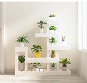 vidaXL Suport pentru plante, alb,92x25x97 cm, lemn masiv de pin