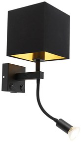 Lampă de perete inteligentă neagră cu USB inclusiv Wi-Fi A60 și GU10 - Zeno