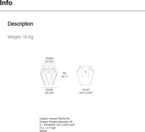 Ghiveci plante design decorativ modern exterior/interior ORIGAMI HANAMI 61x61x80cm