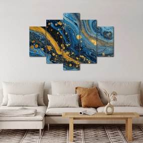 Tablou - Abstracție albastră cu aur (150x105 cm)