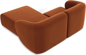 Colțar teracotă cu tapițerie din catifea (cu colț pe partea dreaptă/cu șezlong) Lani – Makamii