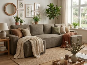 Canapea extensibila in forma de U SMART BOUCLE, bej inchis, 303x143 cm