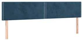 Pat box spring cu saltea, albastru inchis, 180x200 cm, catifea Albastru inchis, 180 x 200 cm, Culoare unica si cuie de tapiterie