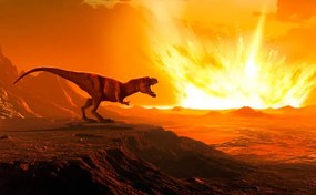 Ilustrație Tyrannosaurus observing asteroid impact, illustration, MARK GARLICK/SCIENCE PHOTO LIBRARY