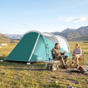 Outsunny Cort de Camping Impermeabil pentru 2-4 Persoane cu Cameră Separată, Cort Tunel cu Geantă de Transport, 460x260x190 cm, Verde | Aosom Romania