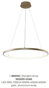Lustra LED moderna design circular BRENO auriu 60cm