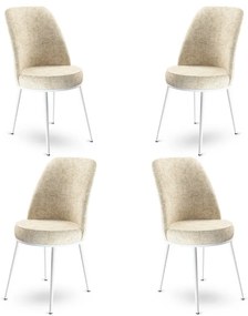Set 4 scaune haaus Dexa, Crem/Alb, textil, picioare metalice