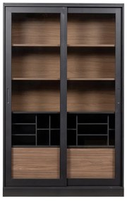 Bibliotecă din lemn masiv de pin WOOOD James, negru